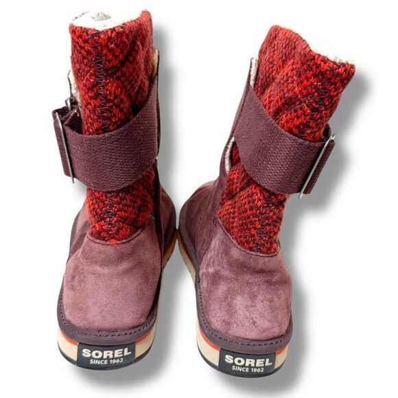 Sorel The Campus Boots Suede-Knit Madder Red Brown Winter Boots Women’s Size 8.5 - Picture 5 of 7